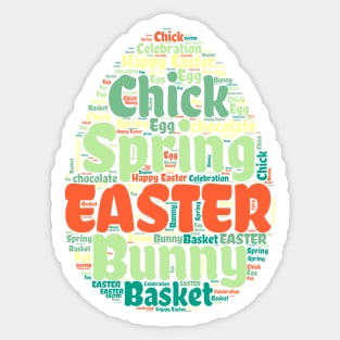 Colorful Easter Egg Shaped Word Cloud Sticker